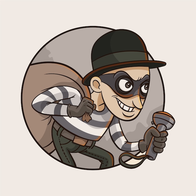 Free Vector hand drawn robber  cartoon illustration