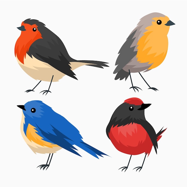 Free vector hand drawn robin collection