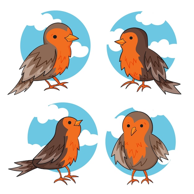 Free Vector hand drawn robin collection