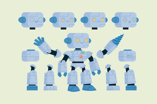 Free vector hand drawn robot character constructor illustration