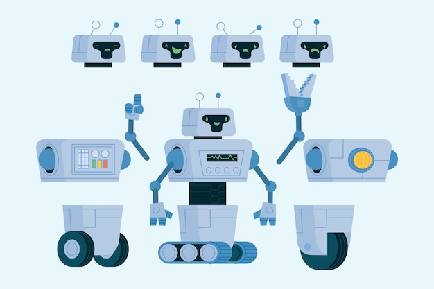 Free vector hand drawn robot character constructor illustration