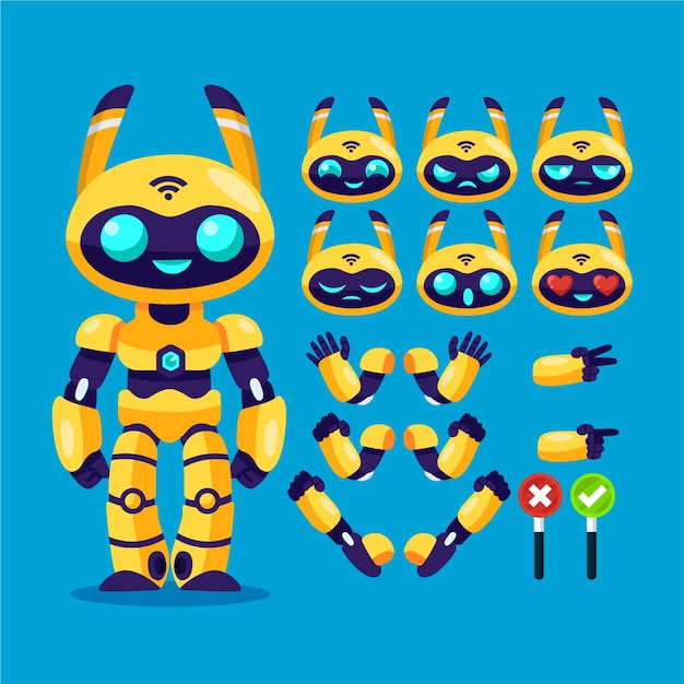 Free Vector hand drawn robot character constructor illustration