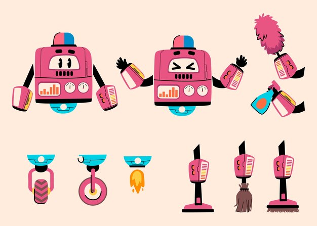 Free Vector hand drawn robot character constructor illustration