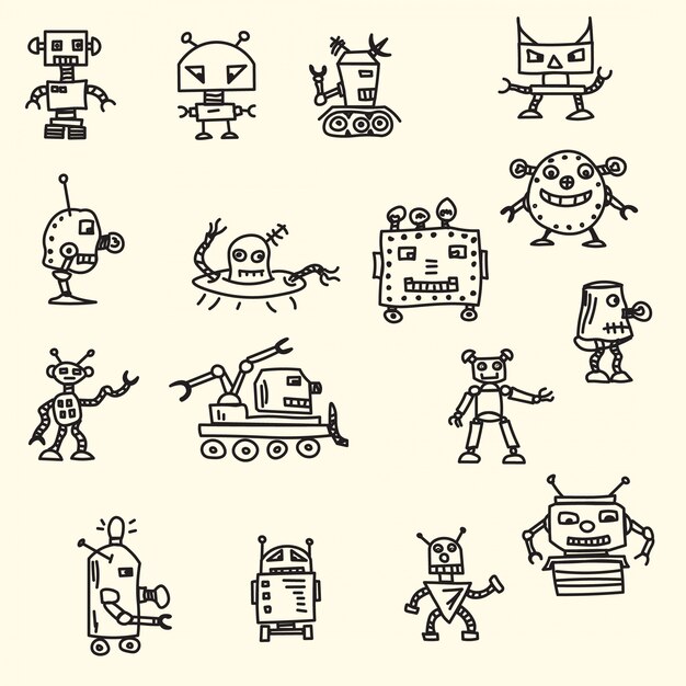 Hand drawn robots