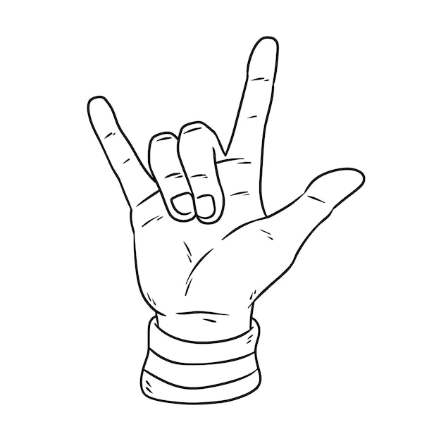 Hand drawn rock and roll hand illustration