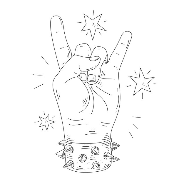 Hand drawn rock and roll hand illustration