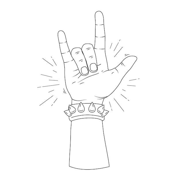 Hand drawn rock and roll hand illustration