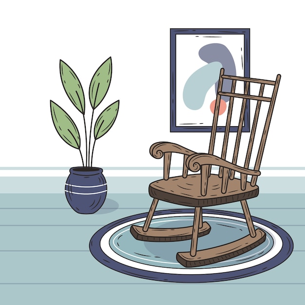 Free vector hand drawn rocking chair illustration