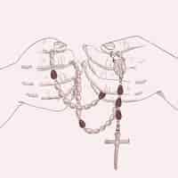 Free vector hand drawn rosary illustration