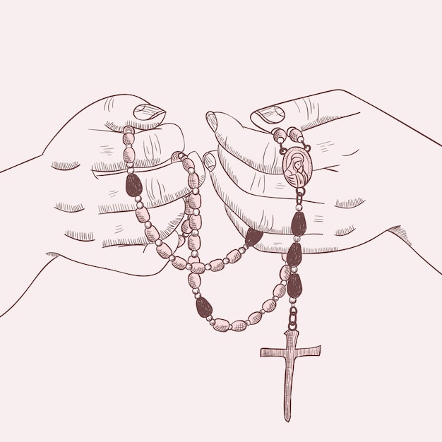 Hand drawn rosary illustration