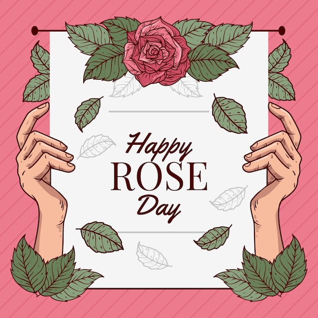 Free Vector hand drawn rose day illustration