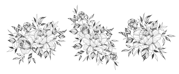 Free Vector hand drawn rose flowers arrangements in tattoo style