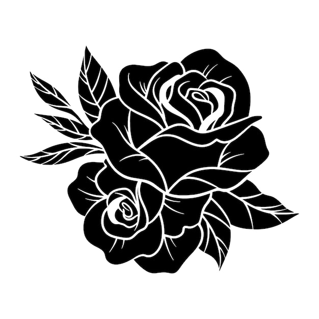 Free Vector hand drawn rose silhouette