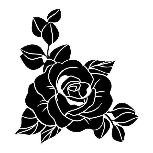 Hand drawn rose silhouette