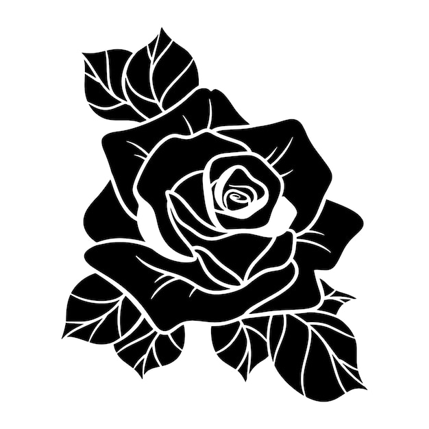 Hand drawn rose silhouette