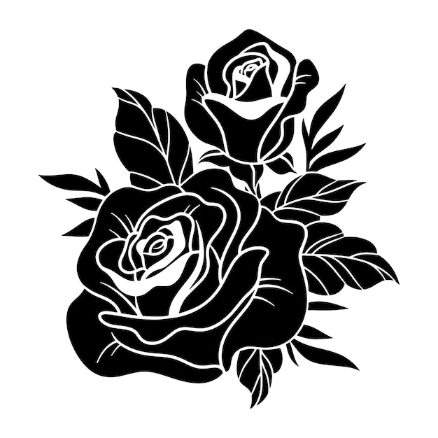 Hand drawn rose silhouette