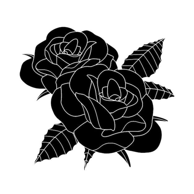 Free Vector hand drawn rose silhouette