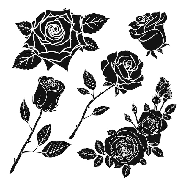 Free Vector hand drawn rose silhouette