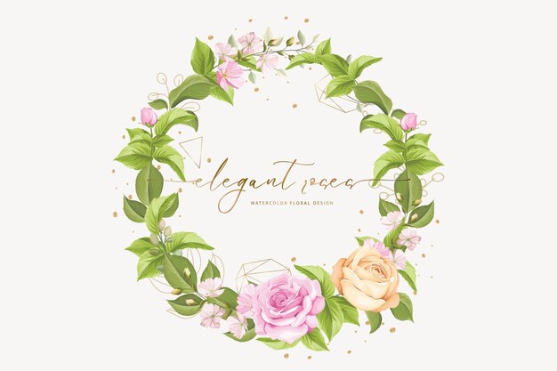 Hand drawn rose wreath background