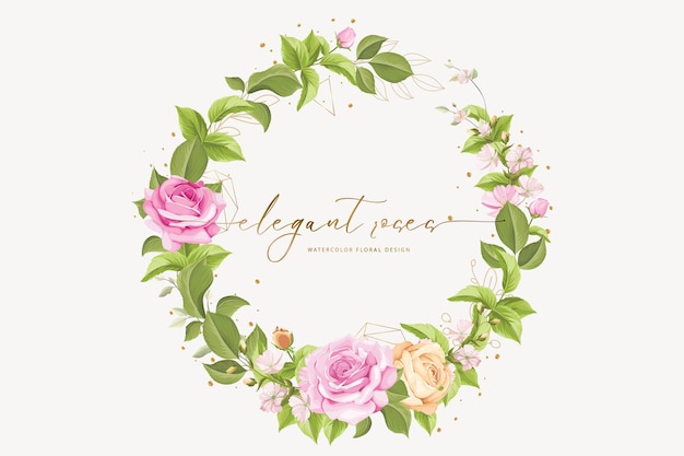 Hand drawn rose wreath background