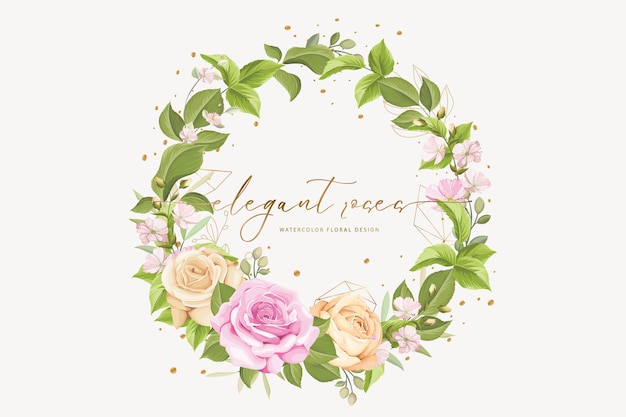 Hand drawn rose wreath background