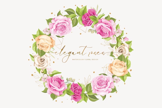 Hand drawn rose wreath background