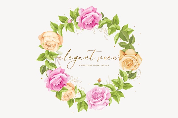 Hand drawn rose wreath background