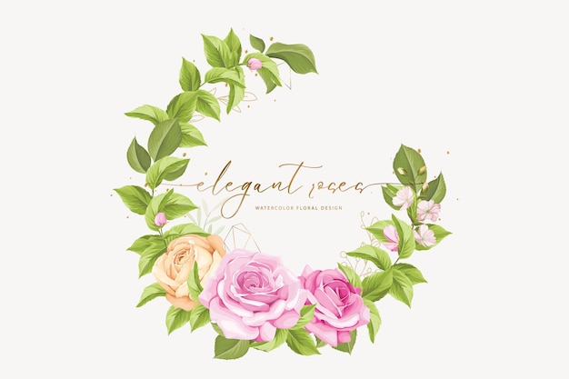 Hand drawn rose wreath background