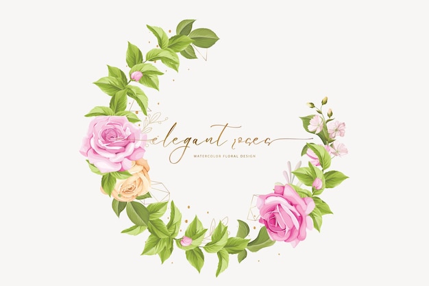 Hand drawn rose wreath background