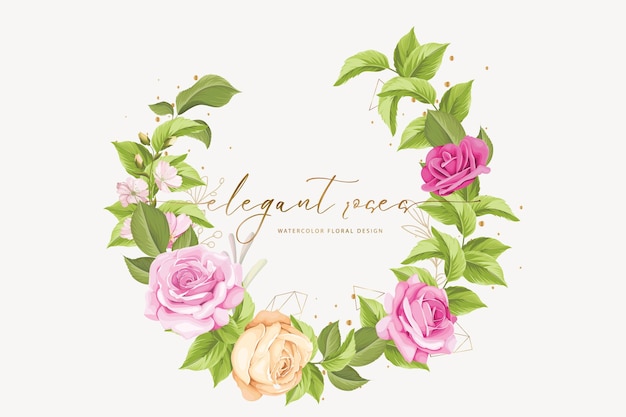 Hand drawn rose wreath background