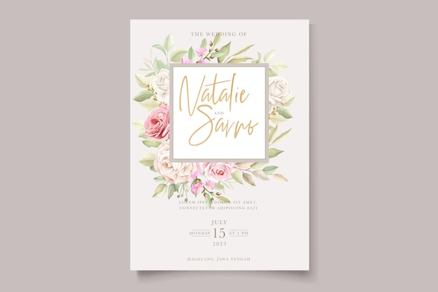 hand drawn roses invitation card set