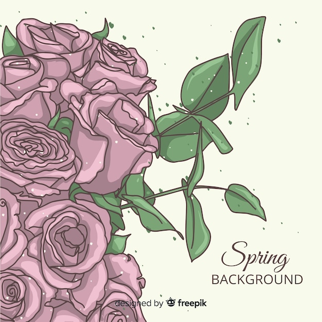 Free vector hand drawn roses spring background