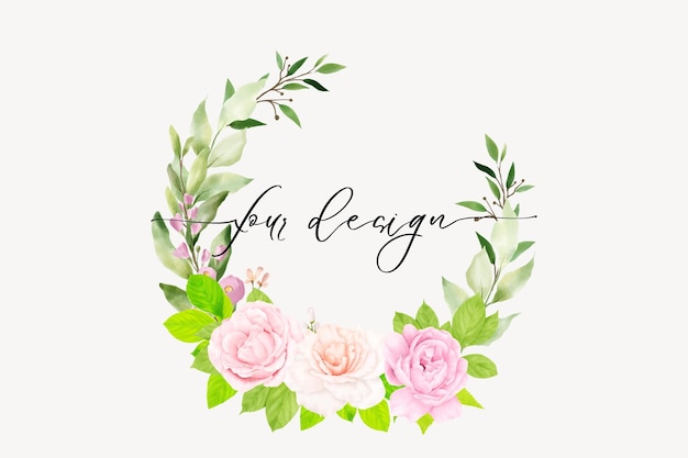 hand drawn roses wreath illustration