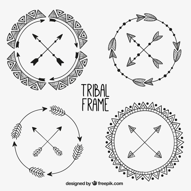 hand drawn round tribal frames