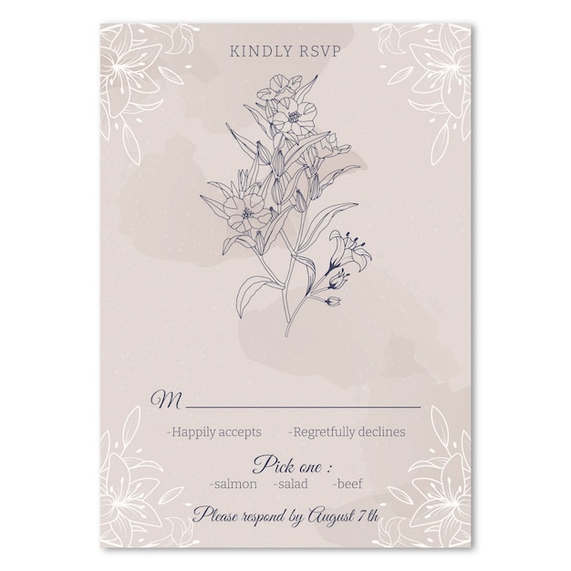 Hand drawn rsvp card template