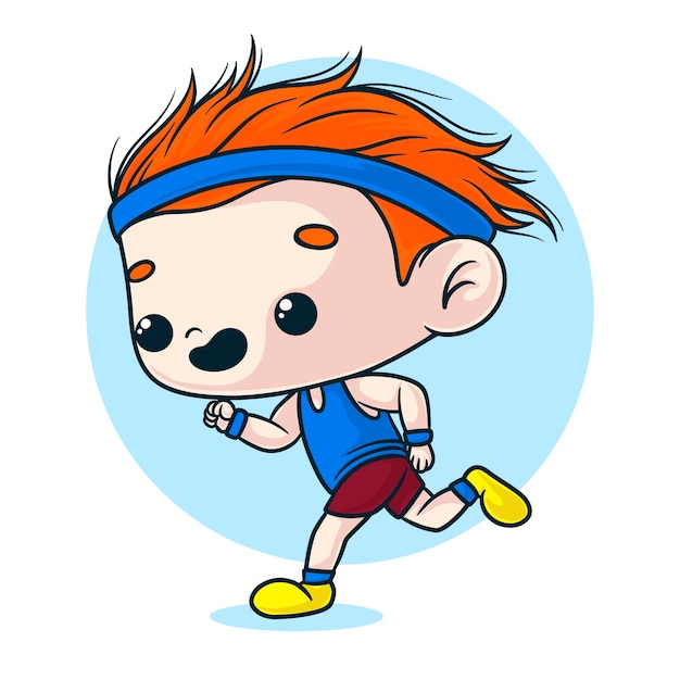 Hand drawn running cartoon illustration