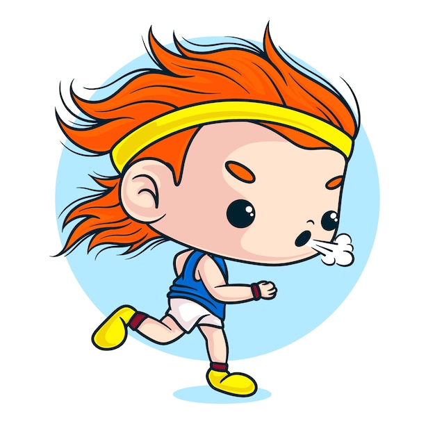 Hand drawn running cartoon illustration