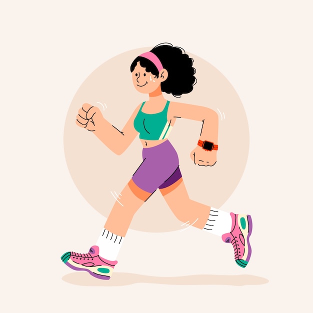 Hand drawn running cartoon illustration