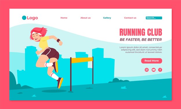 Hand drawn running club  landing page