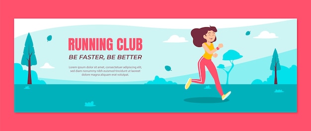 Hand drawn running club twitter header