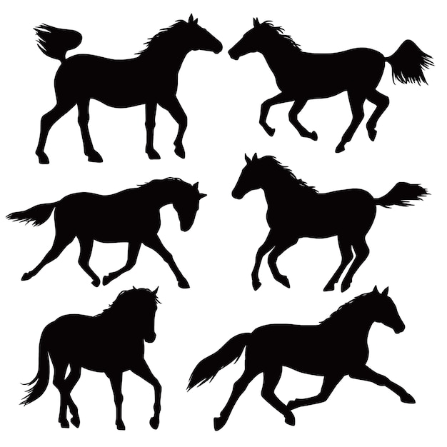 Free Vector hand drawn running horse  silhouette illustration