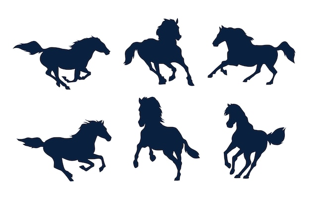 Free vector hand drawn running horse silhouette