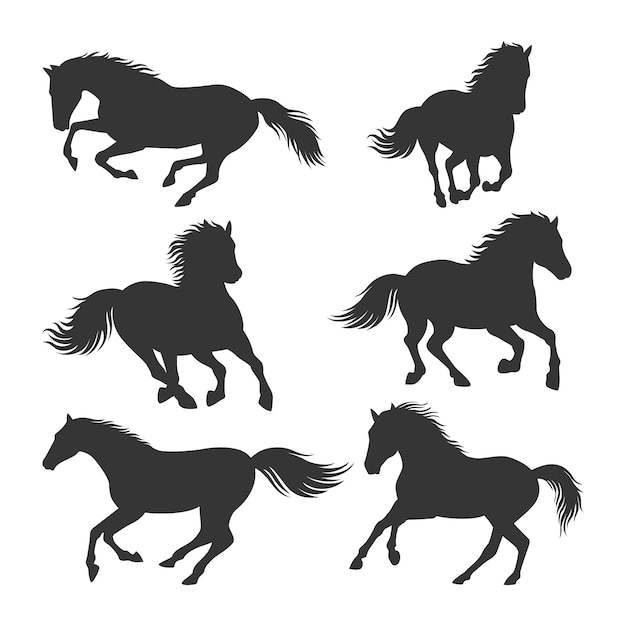 Hand drawn running horse silhouette