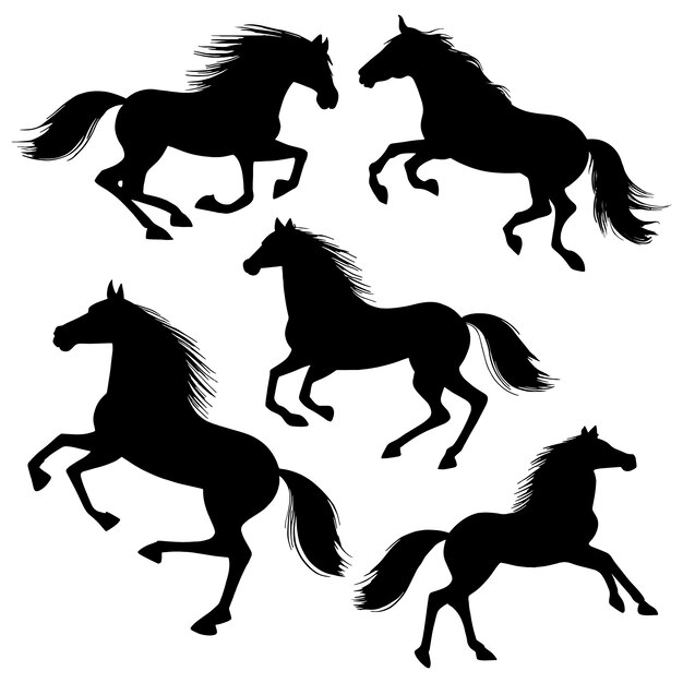 Hand drawn running horse silhouette