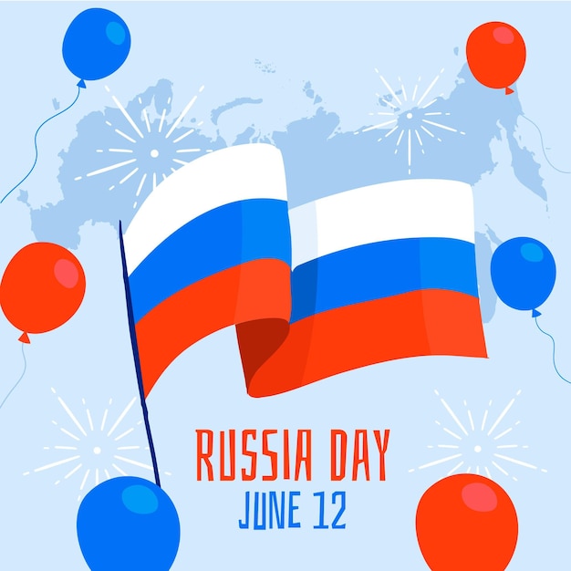 Hand drawn russia day illustration