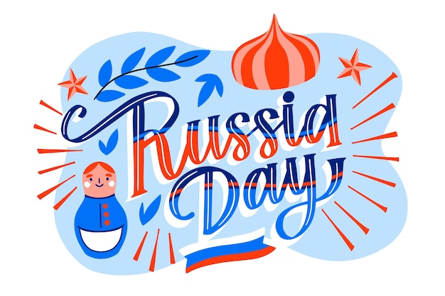 Free Vector hand drawn russia day lettering