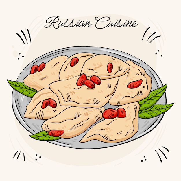 Free Vector hand drawn russian cuisine illustration