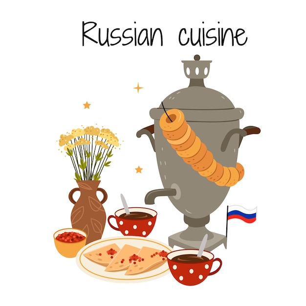 Free Vector hand drawn russian cuisine