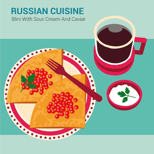 Hand drawn russian cuisine