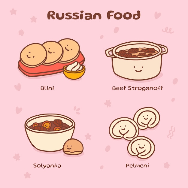 Hand drawn russian cuisine